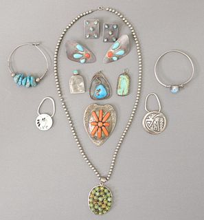 (11) SOUTHWEST SILVER & OTHER METAL TURQUOISE JEWELRY