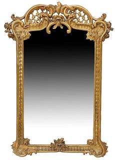 FRENCH LOUIS XVI STYLE GILT PAINTED MIRROR