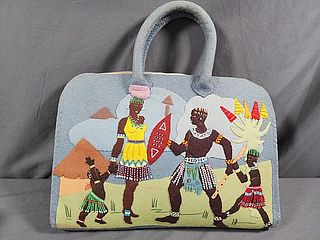 Vintage South African Felt Applique Bag