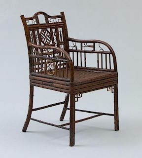 CHINESE EXPORT BAMBOO FRETWORK ARMCHAIR