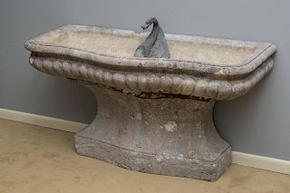 CONTINENTAL ROCOCO STYLE CARVED MARBLE FOUNTAIN