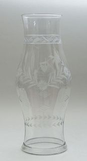TALL ETCHED GLASS BALUSTER-SHAPED HURRICANE SHADE