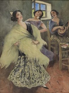 ALLAN OSTERLIND (1855-1938) WATERCOLOR PAINTING SPANISH DANCERS