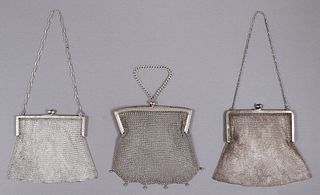 (3) VINTAGE LADY'S SILVER MESH PURSES OR EVENING BAGS