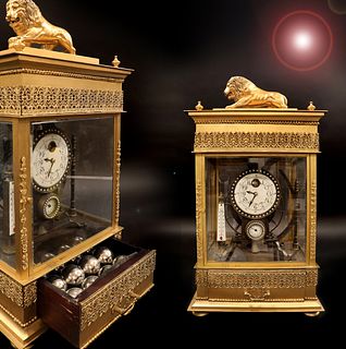 A Large French Bronze Mechanical Falling Ball Clock