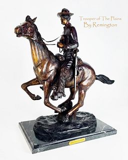 Trooper of The Plains, A Large Remington Bronze Scalpture, Signed