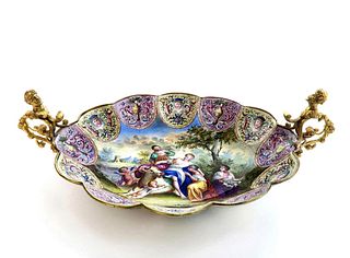 A Large Viennese Enamel Tray