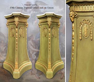 A Pair of 19th Century French Figural Gold Leaf Pedestals
