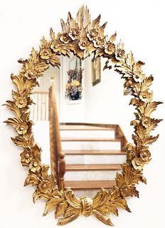A LARGE GILTWOOD ROCOCO STYLE MIRROR, LATE 19TH C.