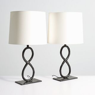 Pair of Christian Liaigre COQUILLAGE Bronze Lamps 