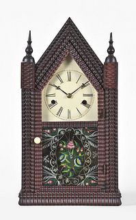 J.C. Brown miniature ripple molding sharp gothic or steeple clock.