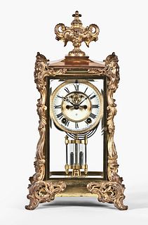 Ansonia Clock Co. "Viceroy" crystal regulator mantel clock
