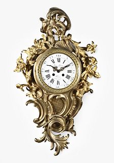 19th century French cast brass cartel clock