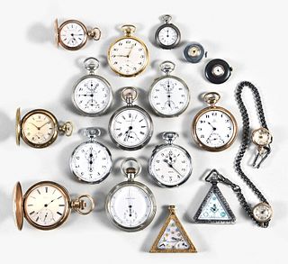 A lot of 17 Swiss pocket and pendant watches