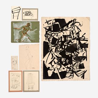 Larry Bakke Assorted Sketches and Paintings on Paper (ca. 1958)