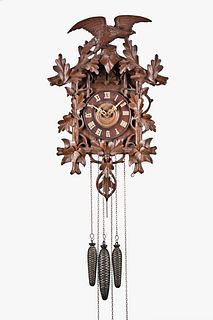 Black Forest cuckoo and quail wall clock