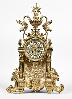 French gilt bronze mantel clock