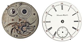 A lot of two Hamilton pocket watch movements including a Hayden Wheeler