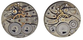 A lot of two pocket watch movements including a 23 jewel Howard and a Rockford 655