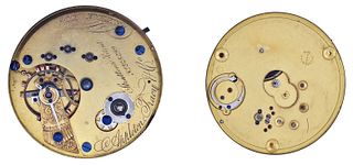 A lot of two Waltham pocket watch movements including a model 1860 with vibrating hairspring stud