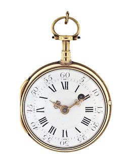An 18th century French or Swiss gold verge fusee pocket watch