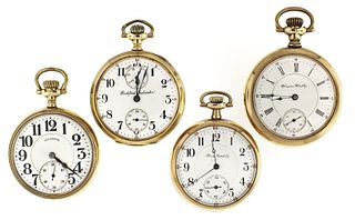 A good lot of four 16 size American pocket watches