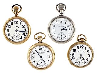 A good lot of four 16 size American pocket watches