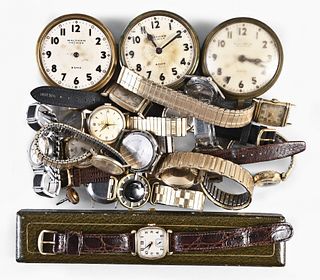 A lot of 16 wrist watches and three travel clocks