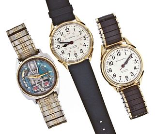 A lot of three Bulova Accutron 214 wrist watches
