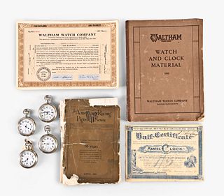 A lot of four Hamilton Brooklyn Concourse Association pigeon racing watches and ephemera