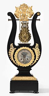 A 19th century French lyre form mystery clock