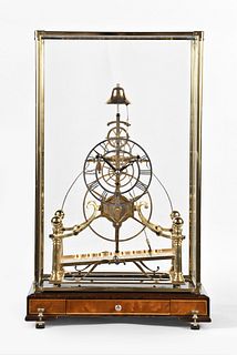 Reproduction William Congeve rolling ball skeleton clock.