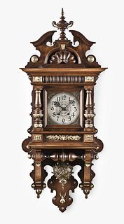 Lenzkirch No. 68 hanging clock in carved walnut case