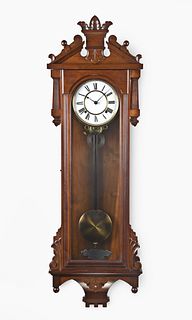 Ansonia Clock Co. Prompt walnut wall clock