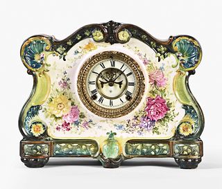 Ansonia Royal Bonn La Vergne porcelain metal clock