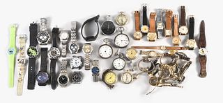 Lot of pocket watches and wrist watches