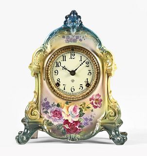 Ansonia Royal Bonn La Rambla porcelain mantel clock