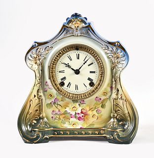 Ansonia Royal Bonn La Clairmont porcelain mantel clock