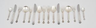 GEORG JENSEN SILVER ONE-HUNDRED-ONE-PIECE FLATWARE SERVICE, IN THE "ACANTHUS" PATTERN