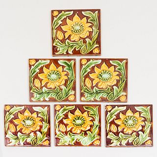 Set of Six Bermondsey Market Sunflower Tiles