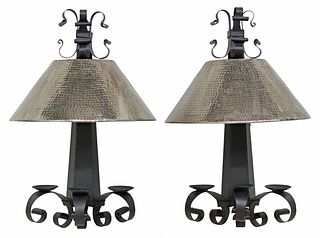 (2) LARGE CONTEMPORARY METAL & IRON  CANDLE WALL SCONCES