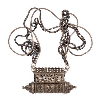 Silver Tribal Amulet Necklace, India