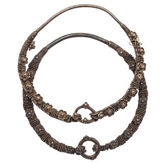 Collection of Two Silver Neck Rings, India