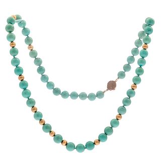Turquoise, 14k Yellow Gold Necklace