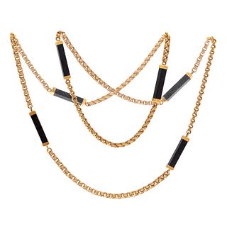 Onyx, 14k Yellow Gold Necklace