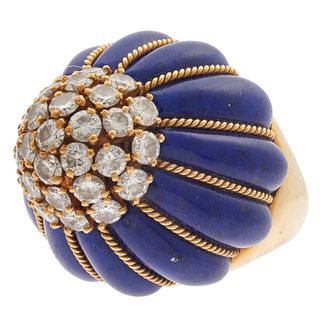 Diamond, Lapis Lazuli, 18k Yellow Gold Ring