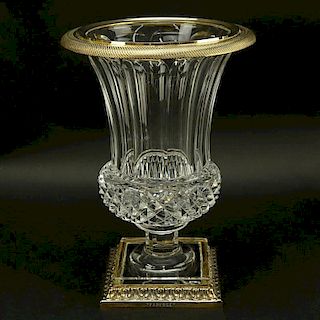 Faberge Crystal Gilt Metal Mounted Urn