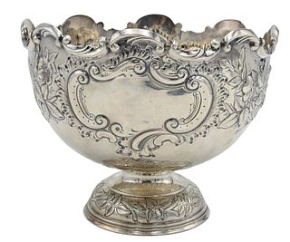 English Sterling Silver Small Footed Punch Bowl