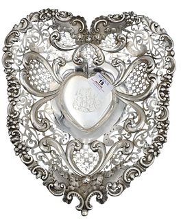 Gorham Sterling Silver Heart Shaped Repousse and Pierced Bowl