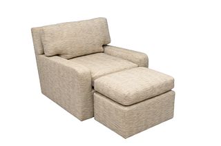 Contemporary Pfister Style Swivel Chair and Ottoman